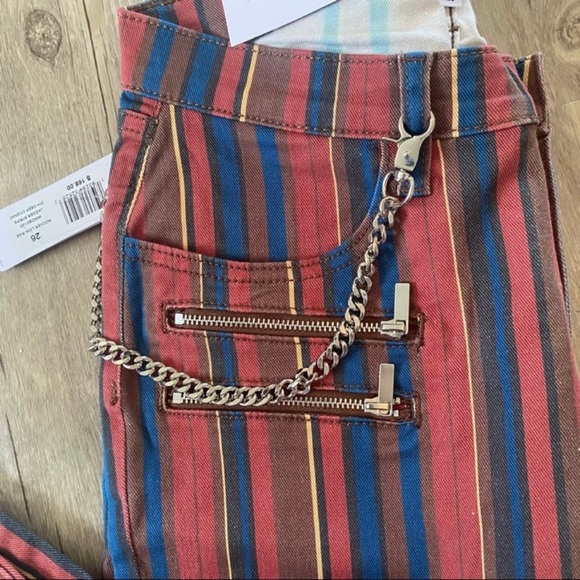 New WeWoreWhat Rocker Stripe Low Rise Skinny Leg Cropped Jeans Size 26 - Picture 3 of 9